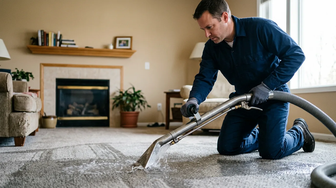 Water damage restoration technician working near Emporia, KS